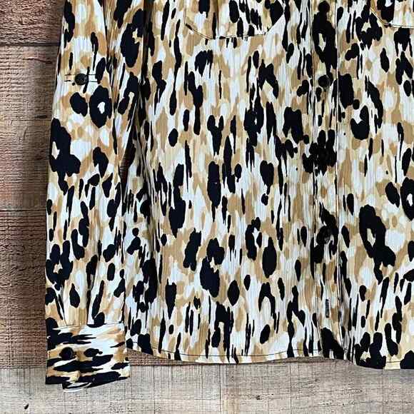 Vintage 90s Elementz Animal Print Button Up Top Collared Long Sleeve Women's PS - Picture 3 of 8